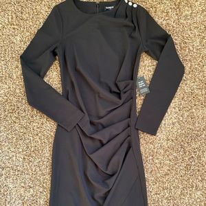 Black Long Sleeved Ruched Express Dress